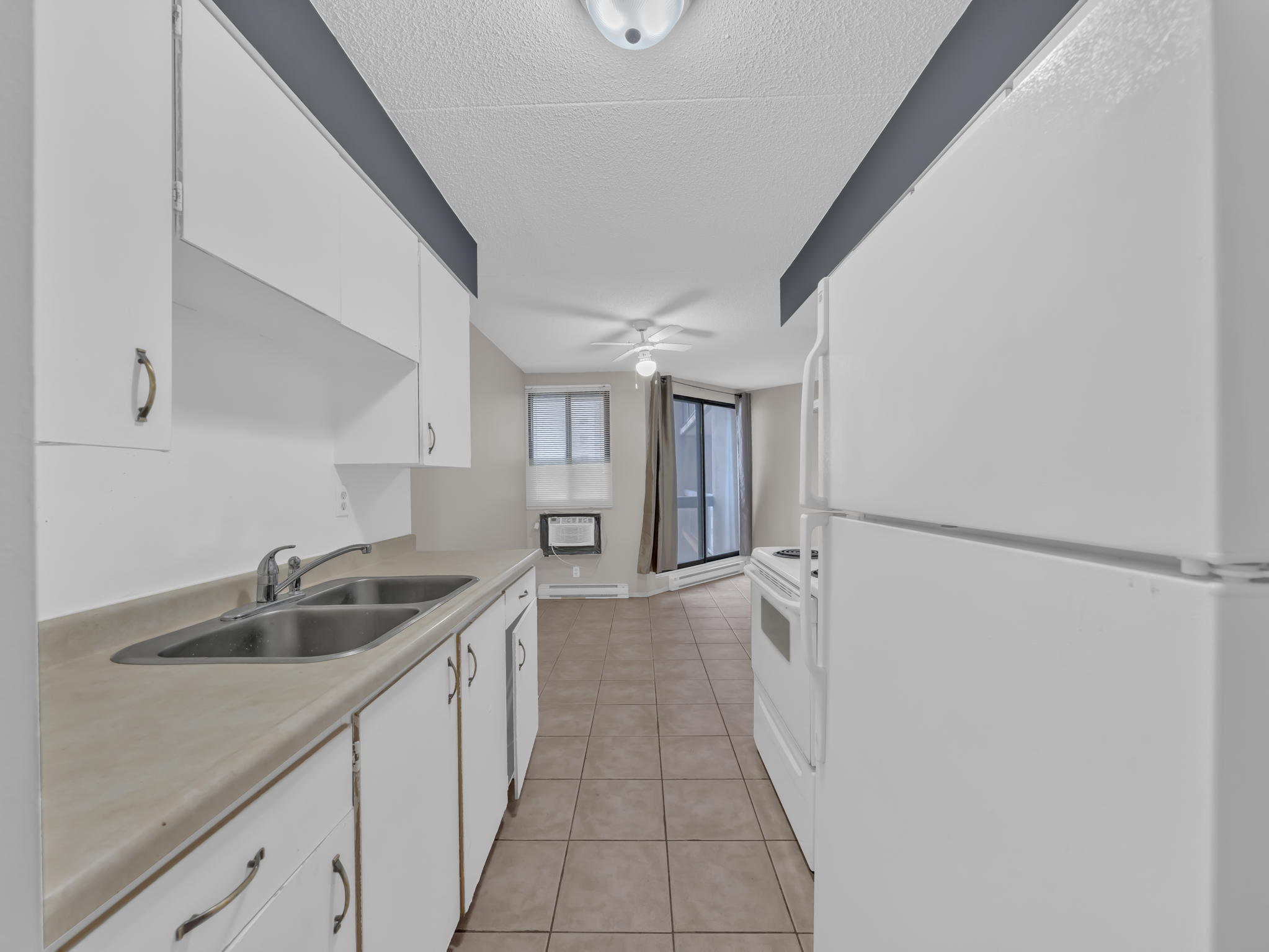 Kitchen with sliding door