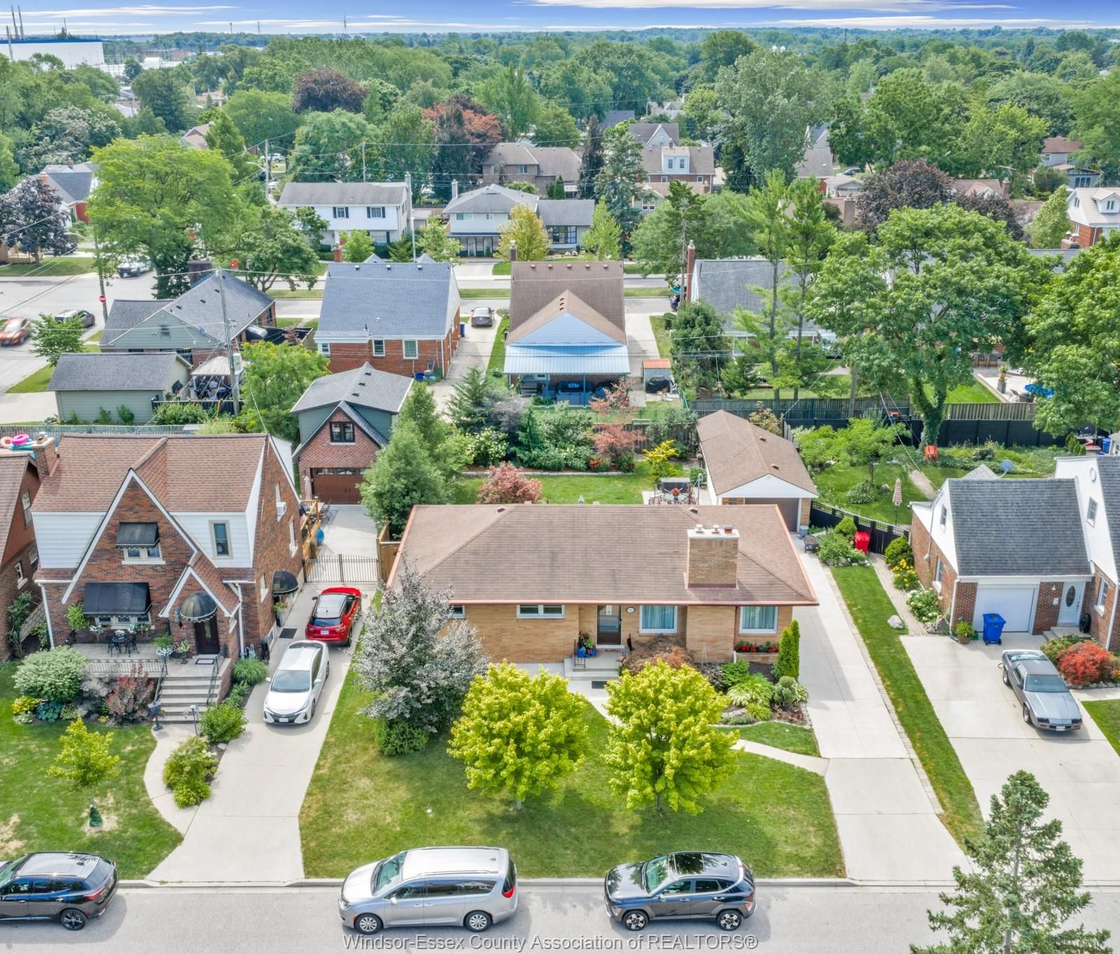 Aerial view of the home within the established South Walkerville streetscape