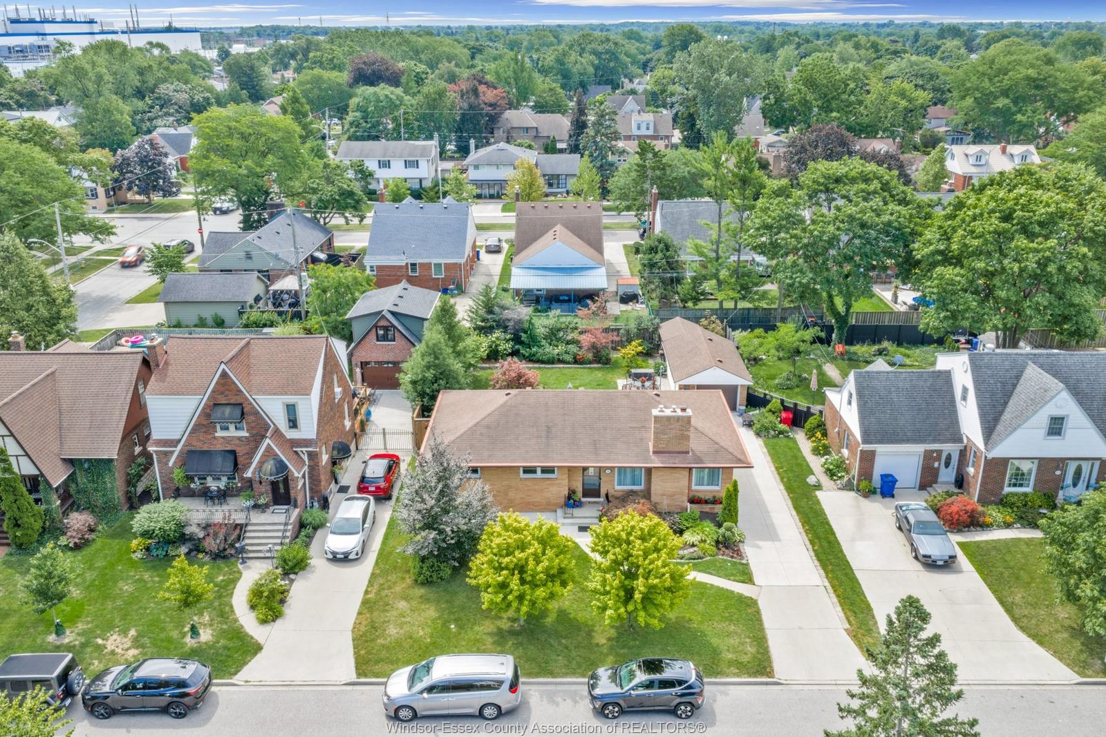 Aerial view of the home within the established South Walkerville streetscape