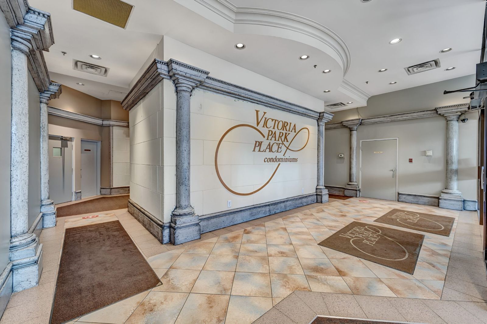 Victoria Park Place lobby with stone columns