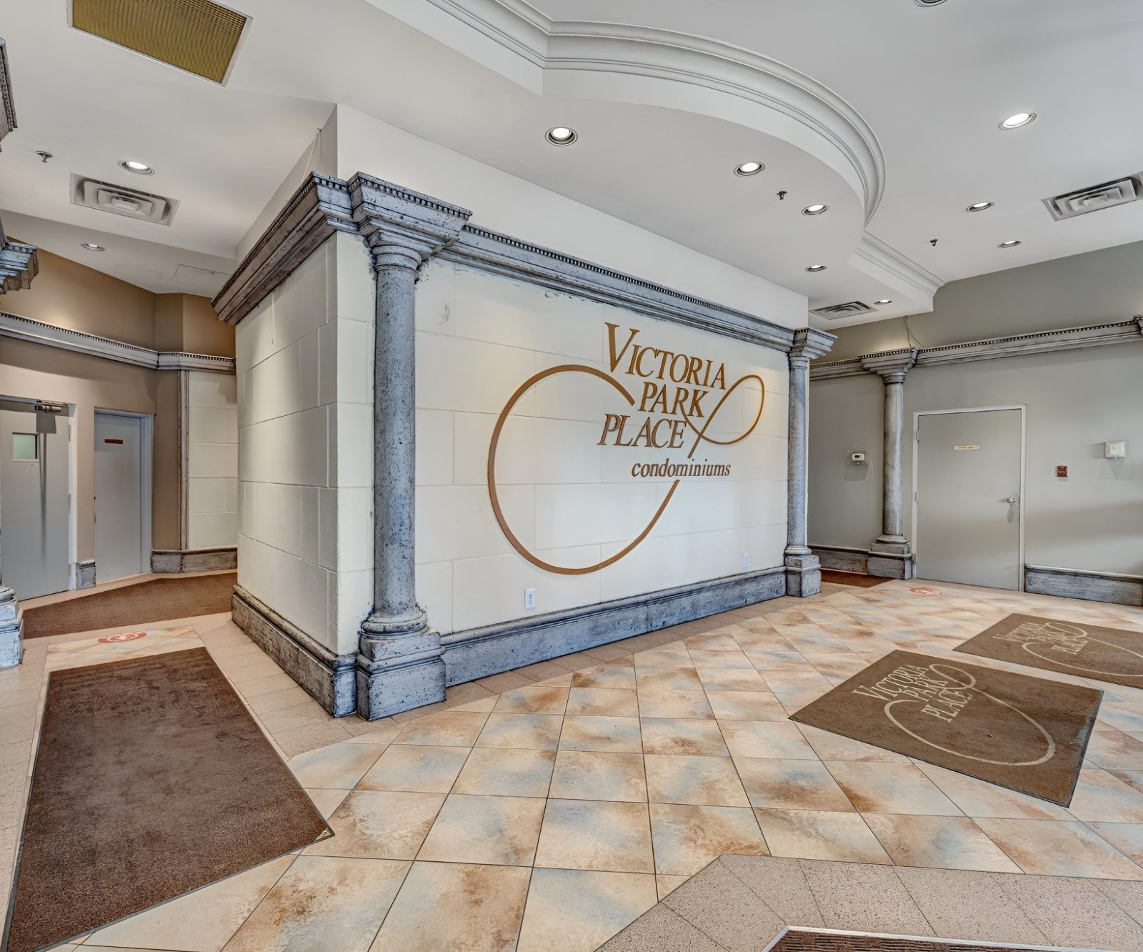 Victoria Park Place lobby with stone columns