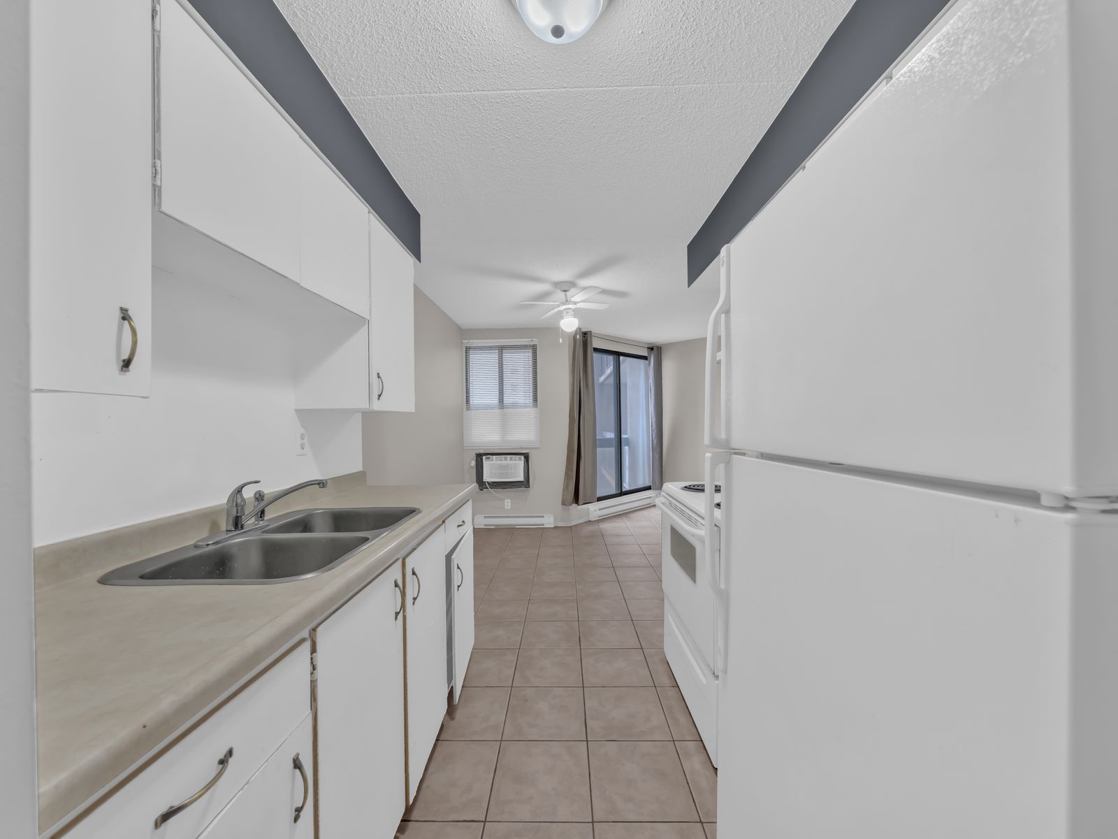 Kitchen with sliding door