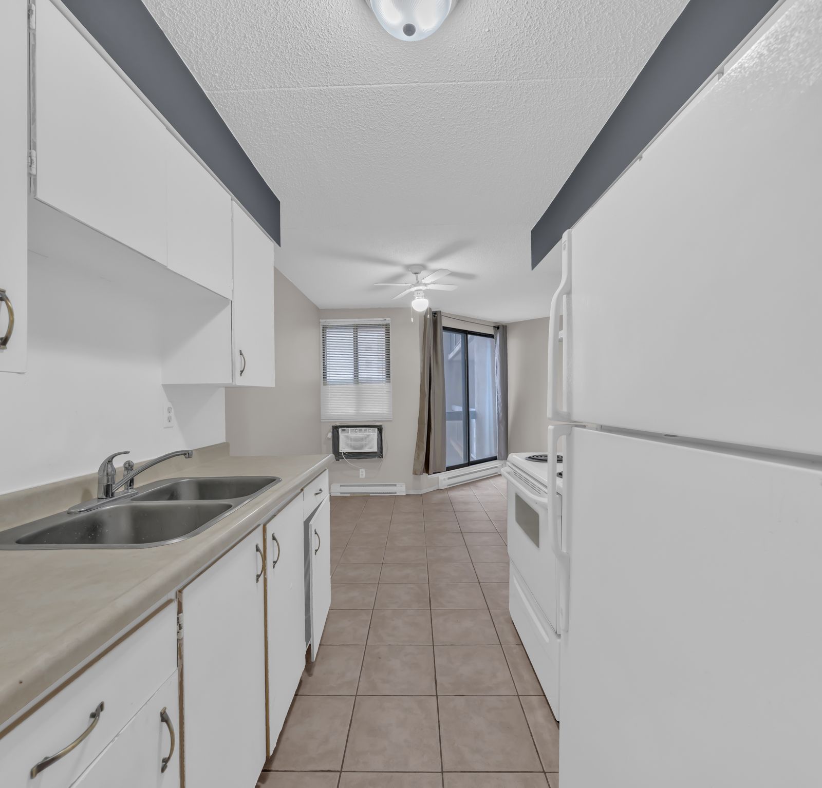 Kitchen with sliding door