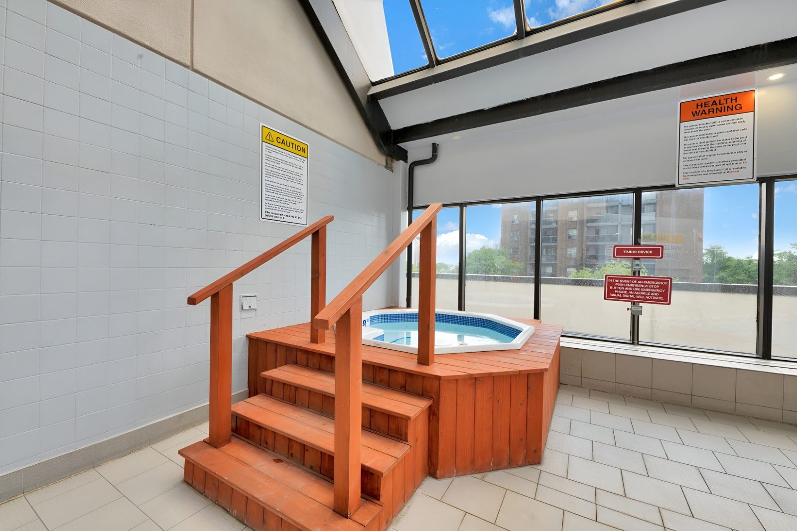 Hot tub with wooden surround