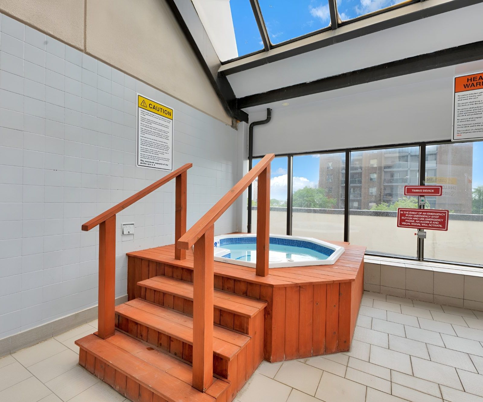 Hot tub with wooden surround
